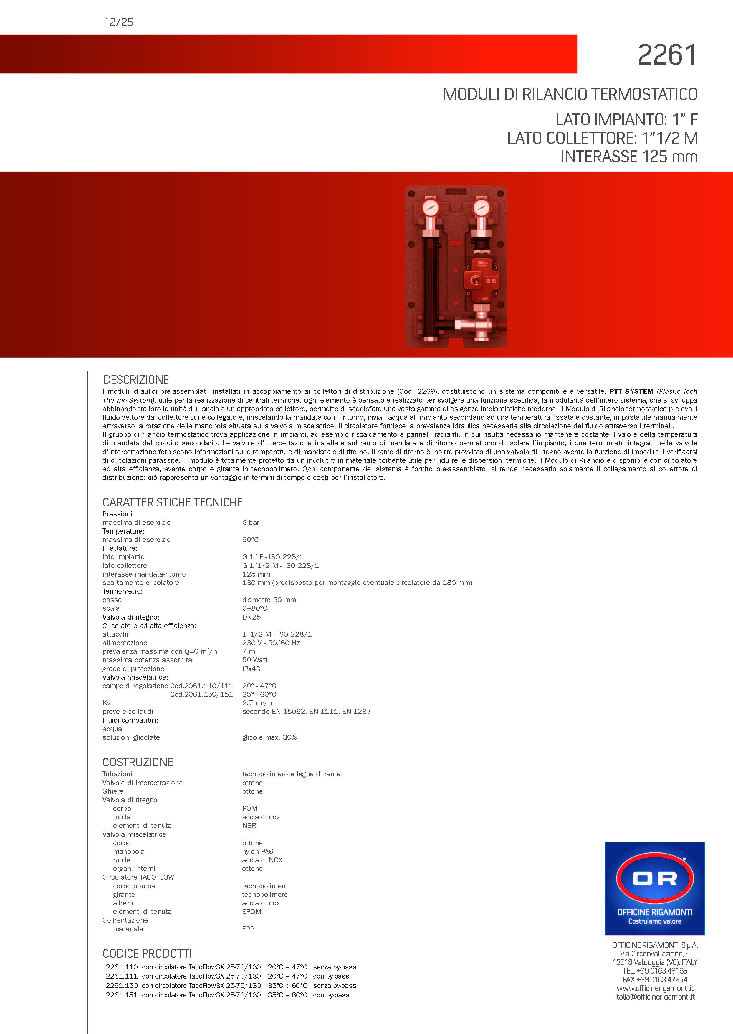 2261 MODULI DI RILANCIO TERMOSTATICO